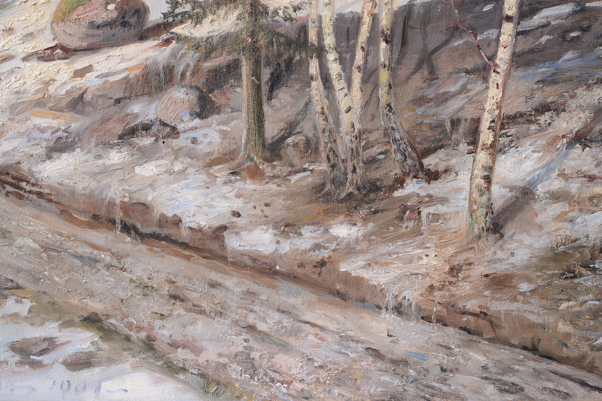 Spring Thaw Landscape Oil Painting 1901 Swedish Artist by Ankarcrona