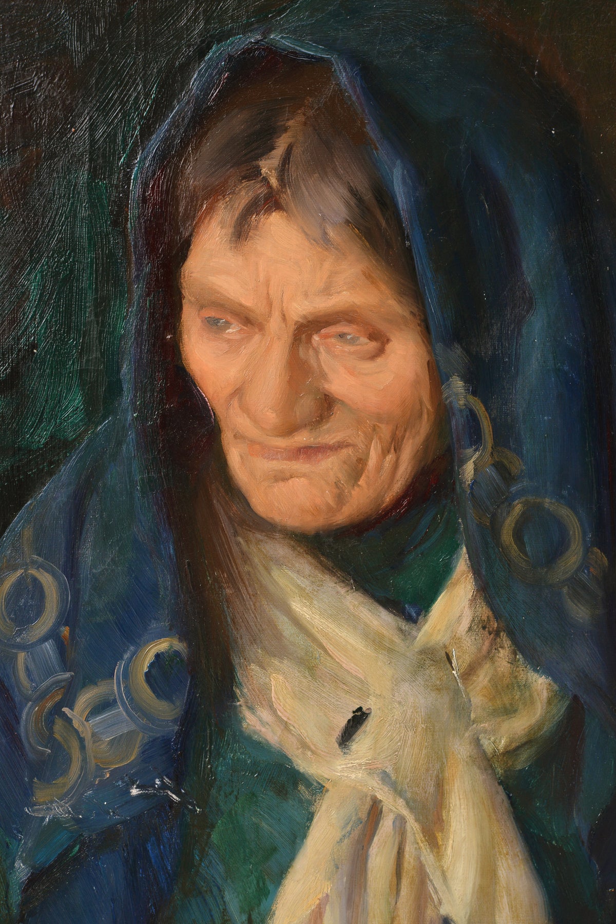 Portrait of Old Woman 1893 by Famous Russian Master Oil Painting on Canvas Frame