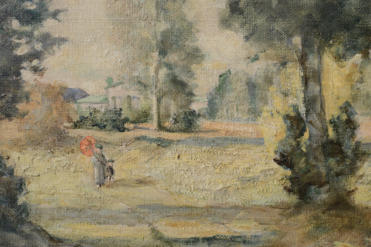 Serene Day at a Country Manor Landscape 1927 Oil Painting by Swedish Artist