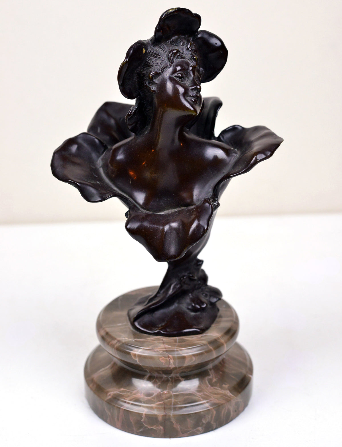 Figurine of Thumbelina Patinated Bronze n Stone Base 19th Century Art Nouveau