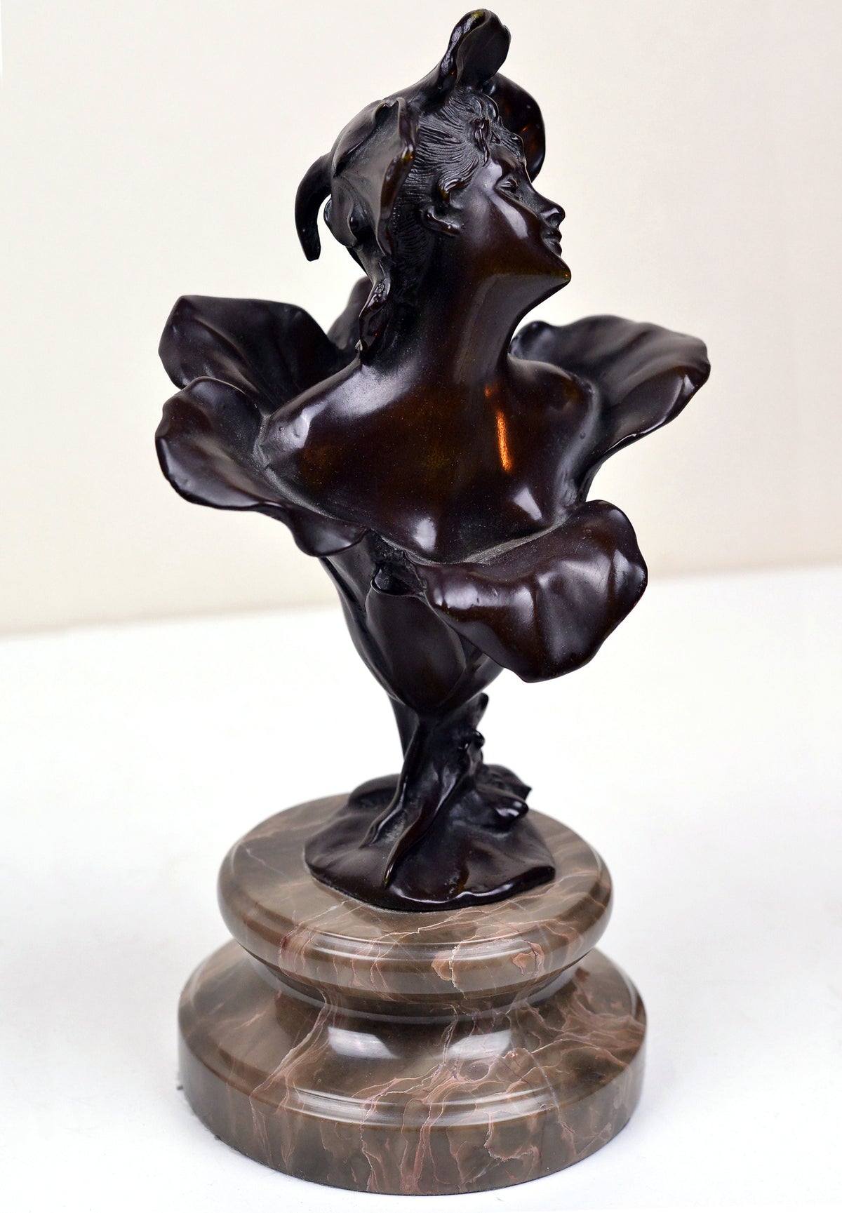 Figurine of Thumbelina Patinated Bronze n Stone Base 19th Century Art Nouveau