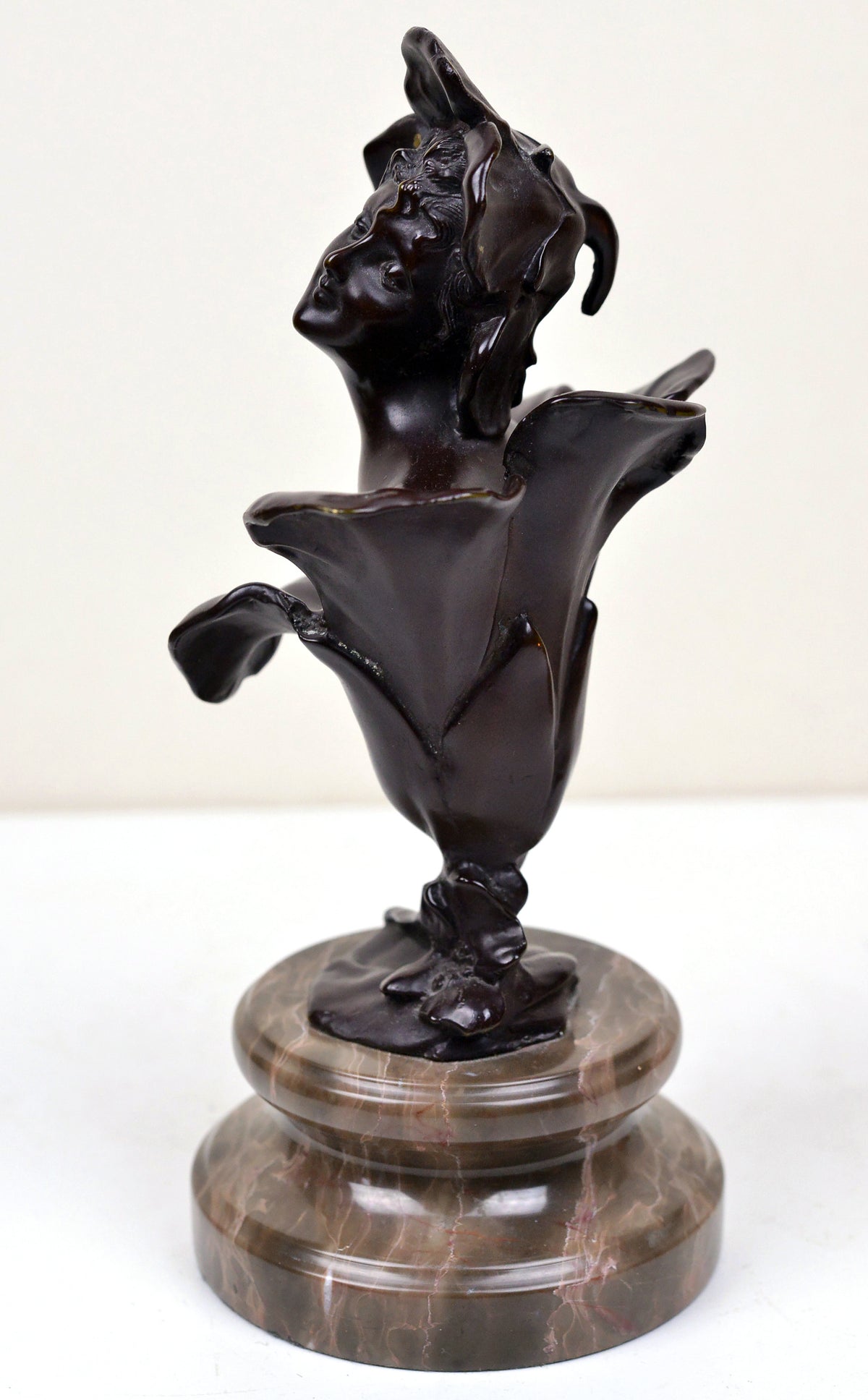 Figurine of Thumbelina Patinated Bronze n Stone Base 19th Century Art Nouveau