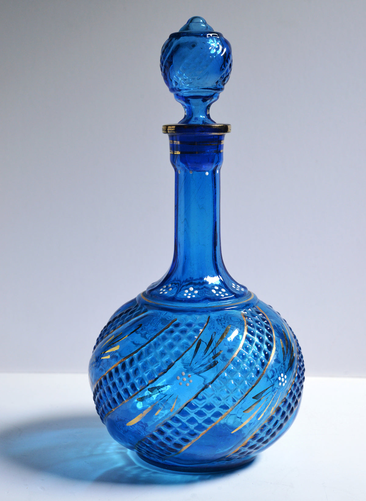 Rare Antique 19th century Russian Blue Glass Decanter in VG condition