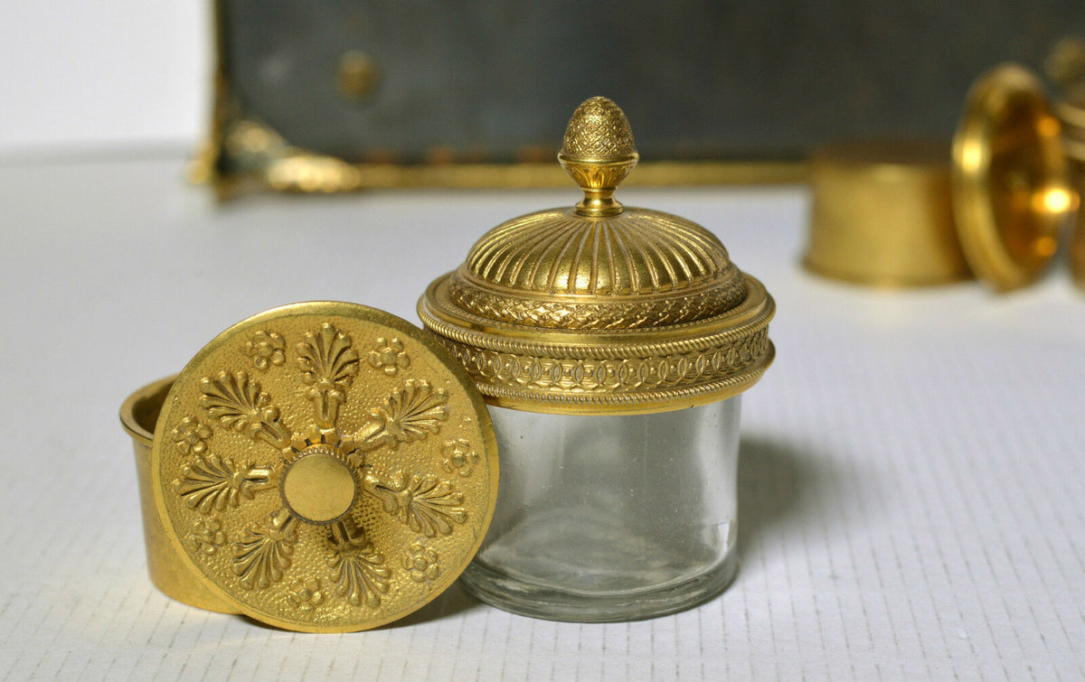 Antique 18th-19th century Royal Empire Russian Inkwell of Gilt Bronze