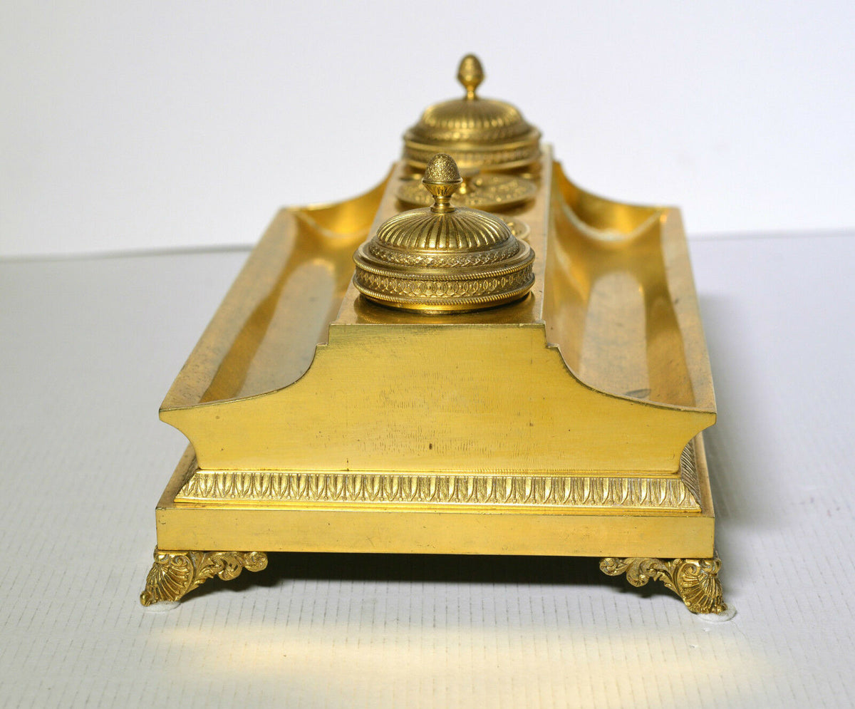 Antique 18th-19th century Royal Empire Russian Inkwell of Gilt Bronze