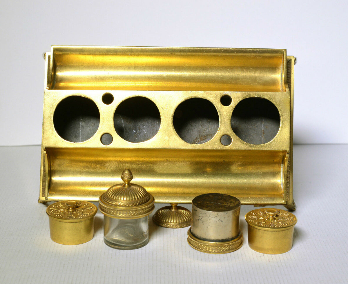 Antique 18th-19th century Royal Empire Russian Inkwell of Gilt Bronze