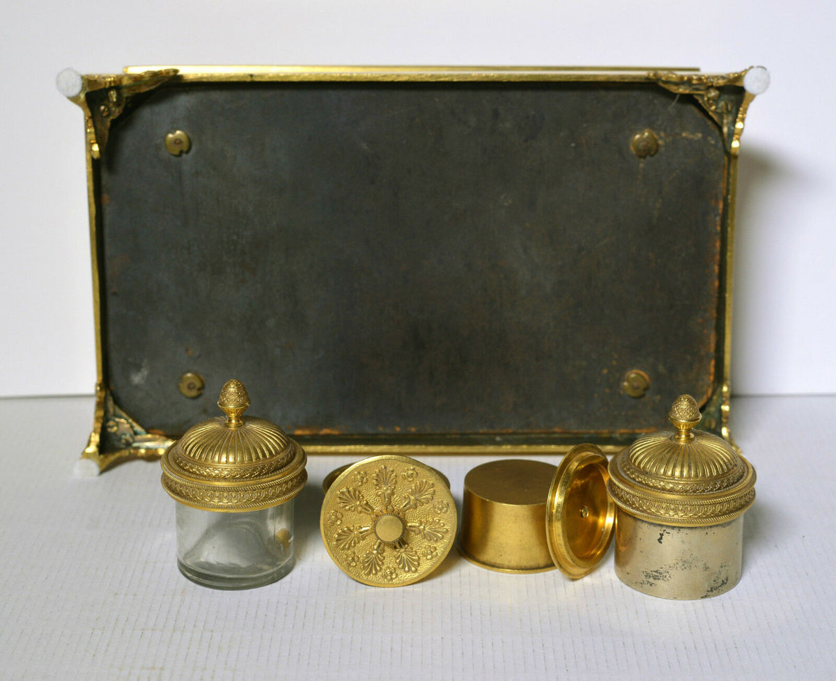 Antique 18th-19th century Royal Empire Russian Inkwell of Gilt Bronze