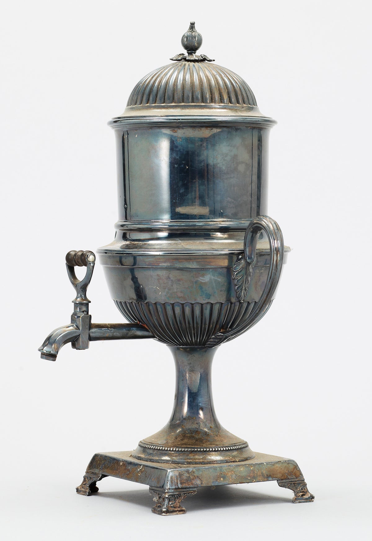 Neoclassical British NS silver plated Samovar Tea urn w infuser 19th century