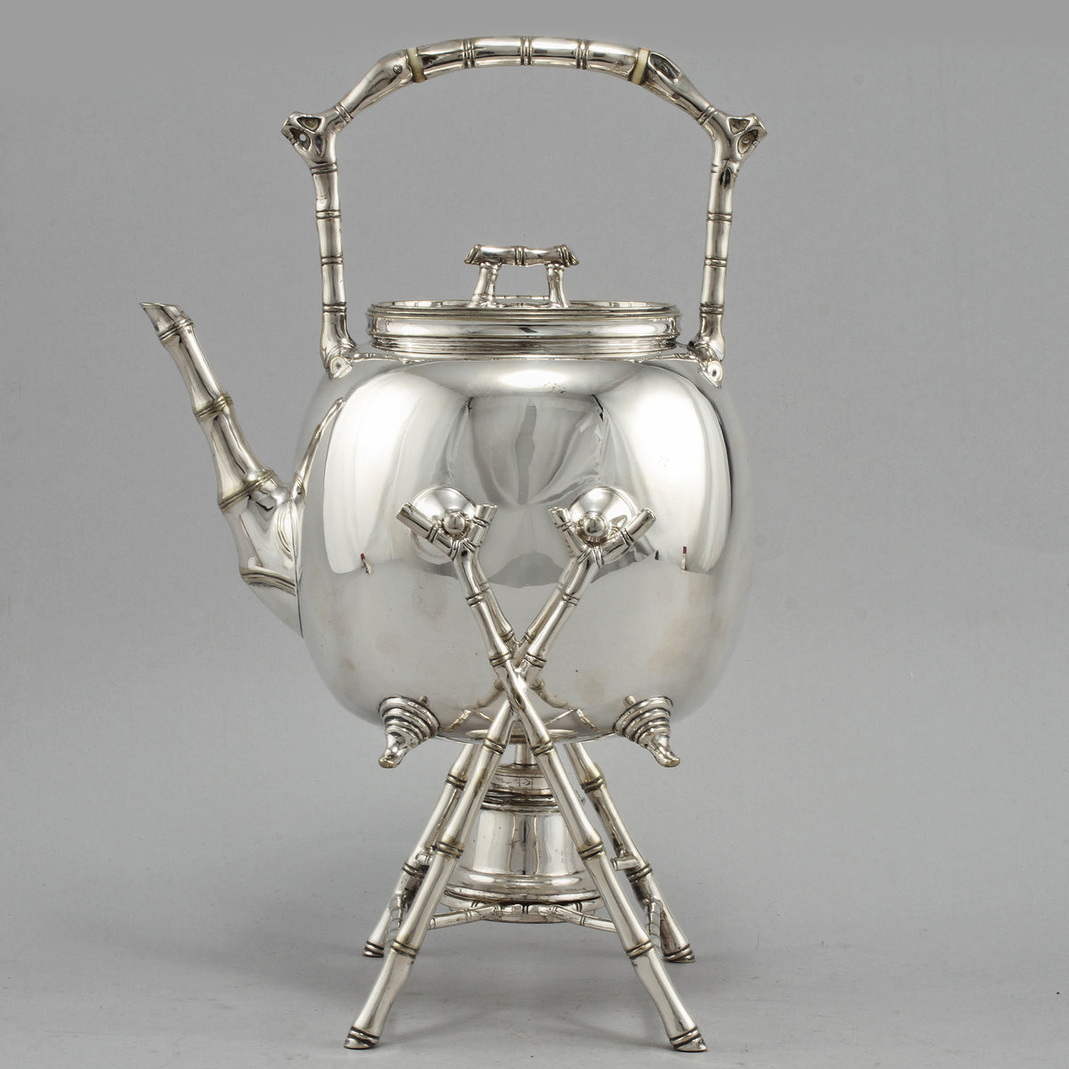 British antique silverplated teapot Art Nouveau n Bamboo style by Atkin Bros