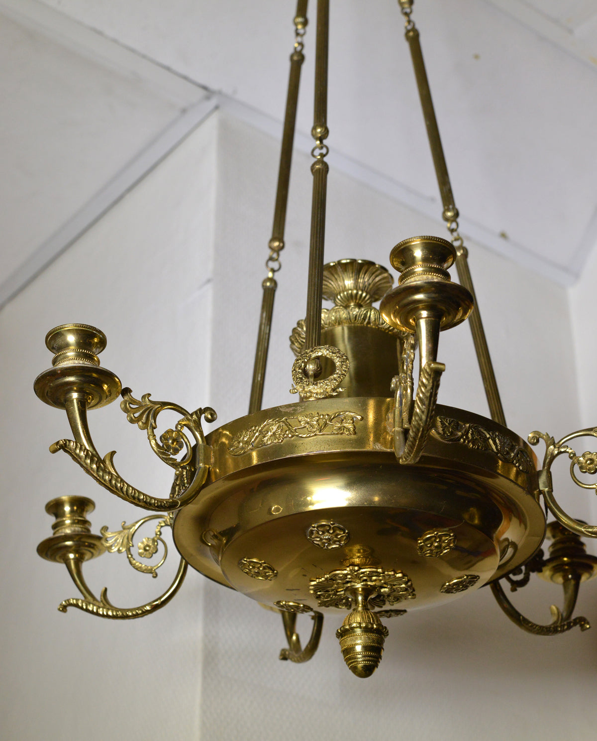 Fine gilt bronze Empire chandelier antique Neoclassical 19th century