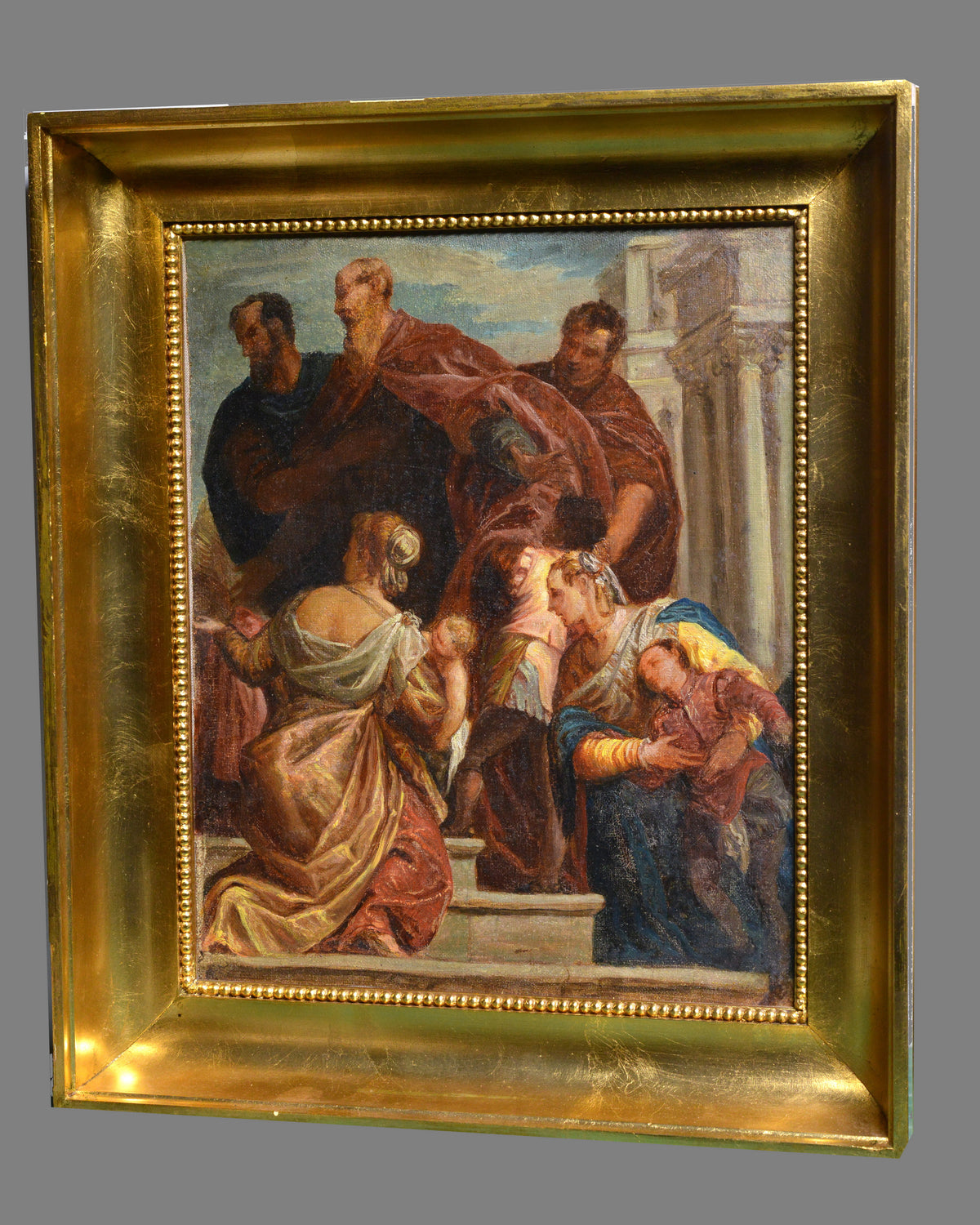 Biblical scene Study 18th century Old Master oil painting Golden frame