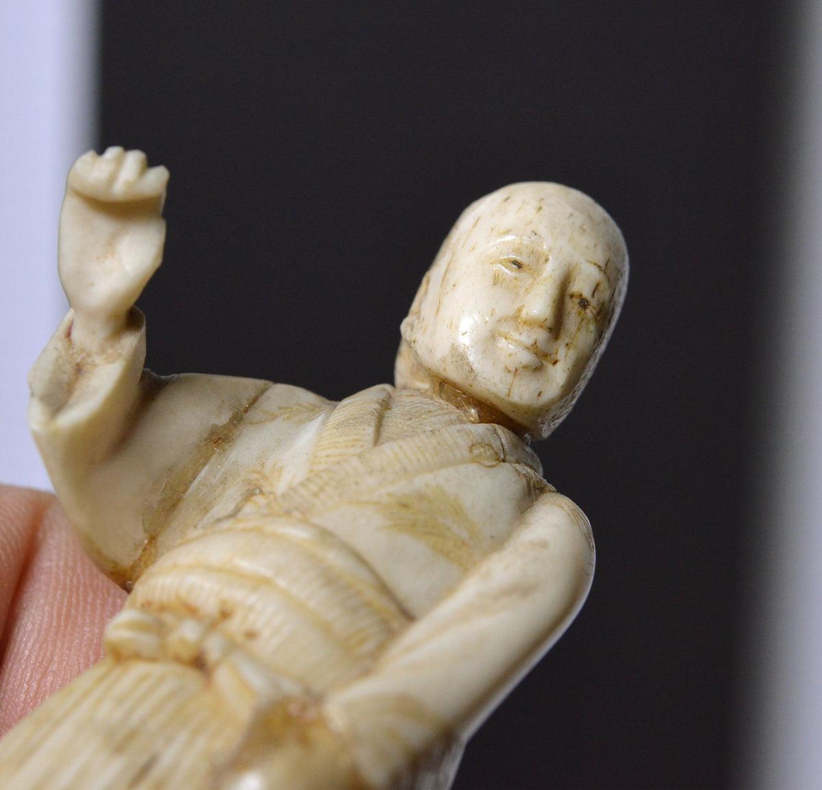 Antique Japanese Meiji Okimono hand ivory figurine