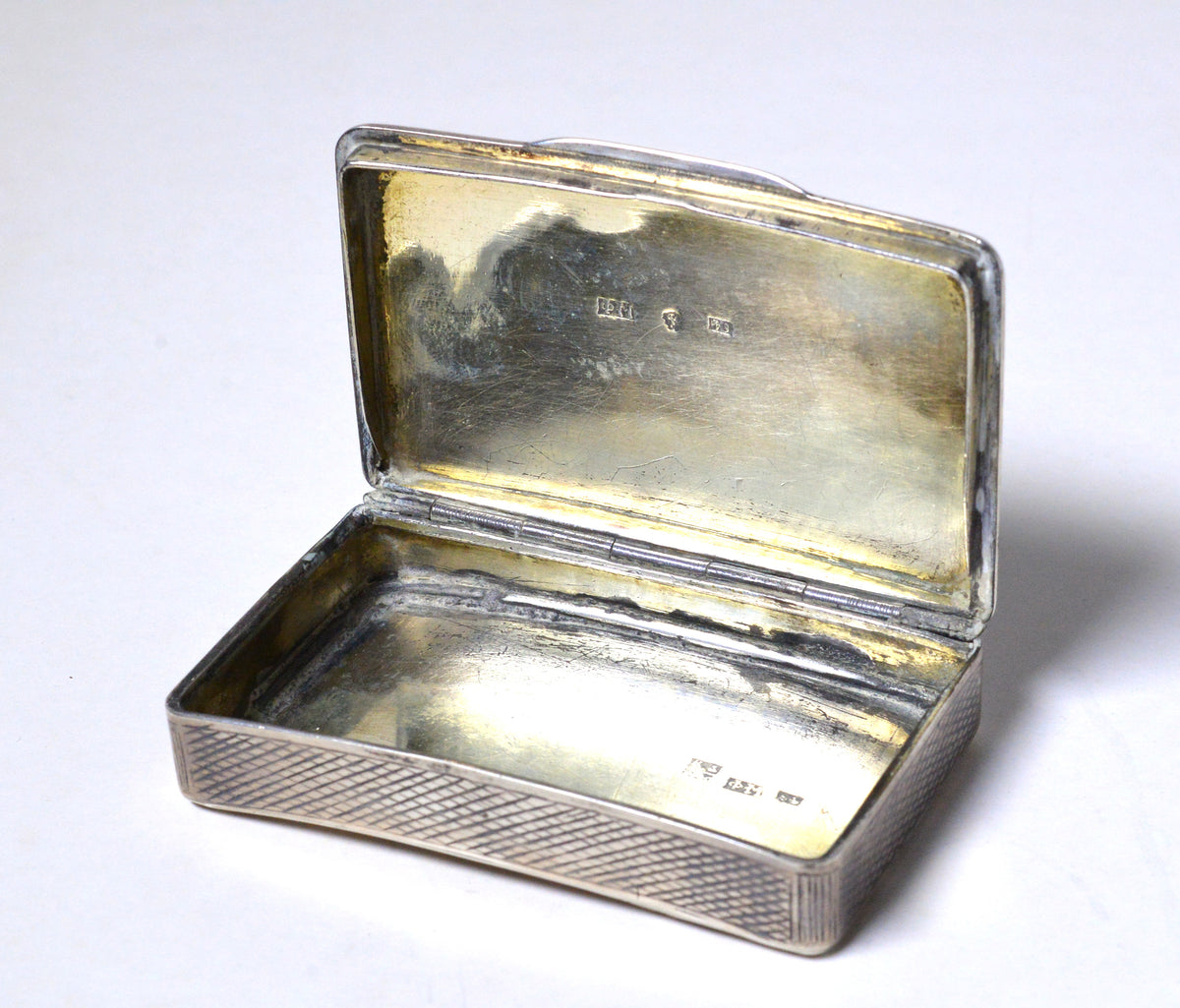 Anatomically curved ornamental 1840 Russian antique niello 84 silver box