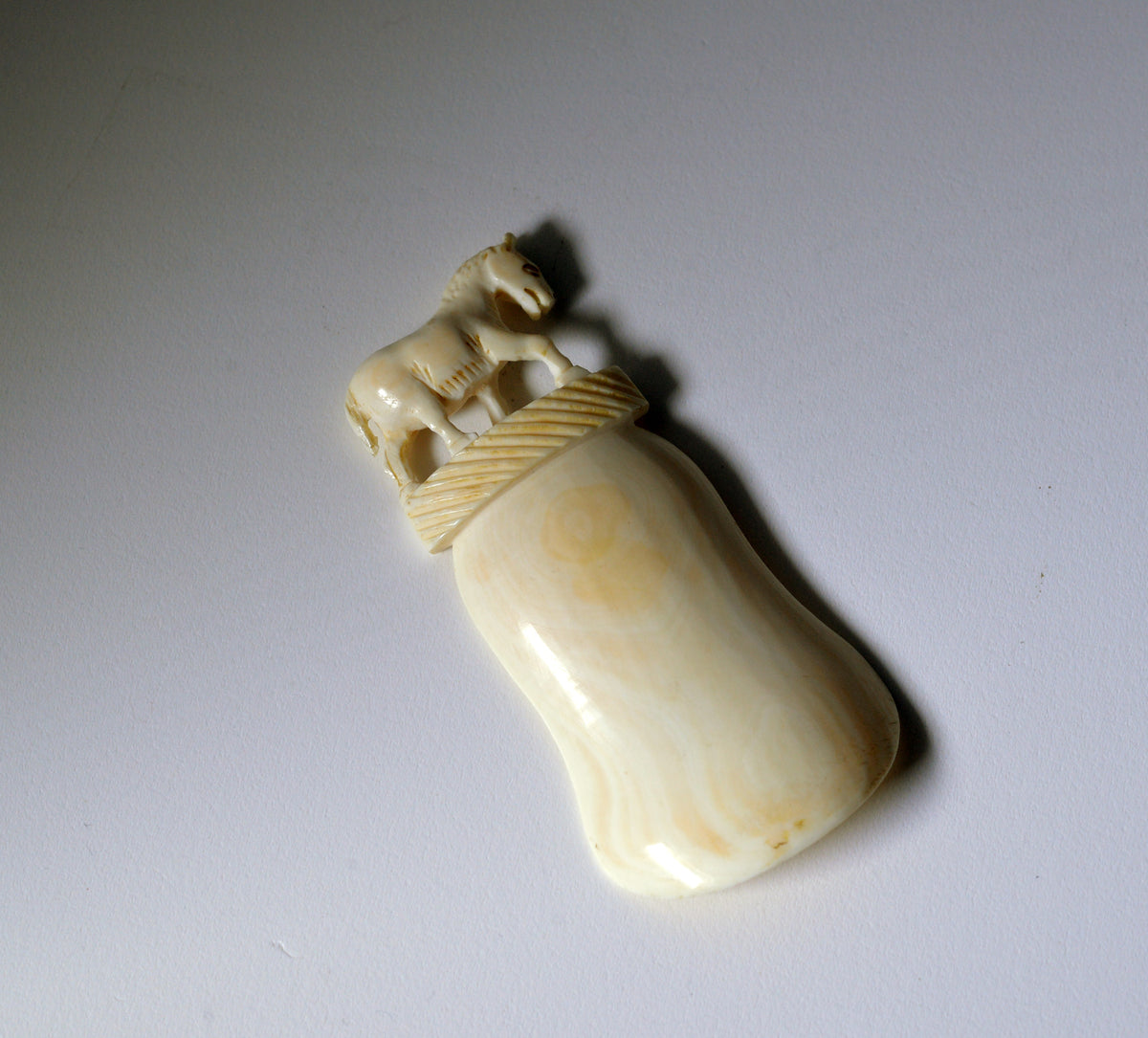 Figural ivory miniature hand carving as Horse tongue likely Chinese antique 19C