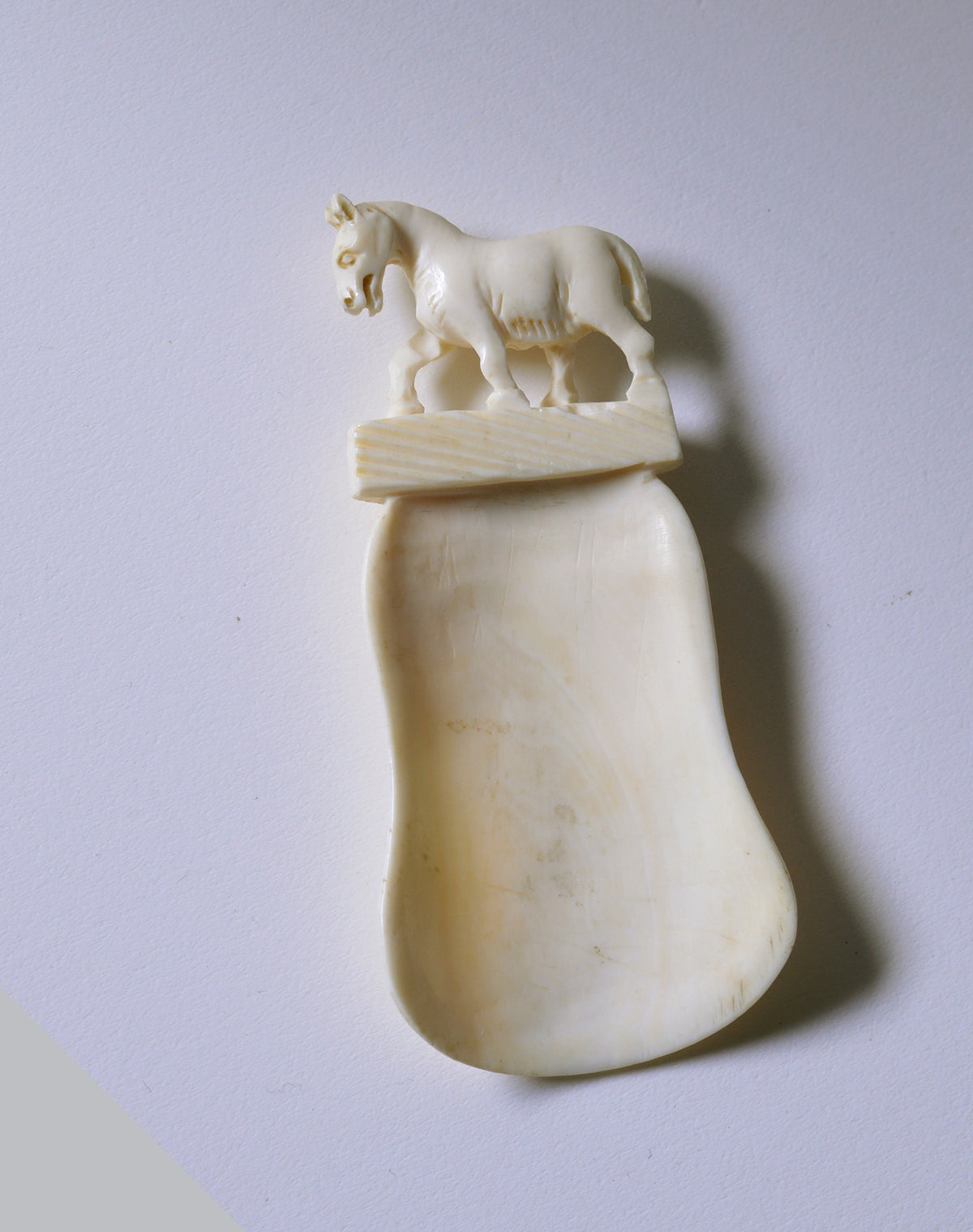 Figural ivory miniature hand carving as Horse tongue likely Chinese antique 19C