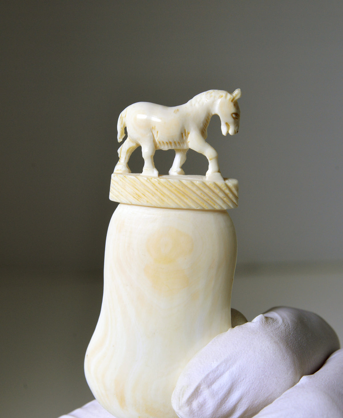 Figural ivory miniature hand carving as Horse tongue likely Chinese antique 19C