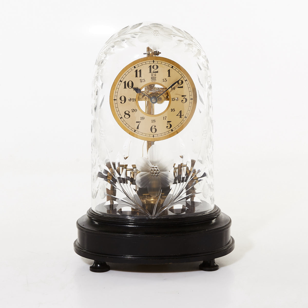 Early Electric Clock w Stunning Cut Crystal Dome ca 1920 Antique French Bulle