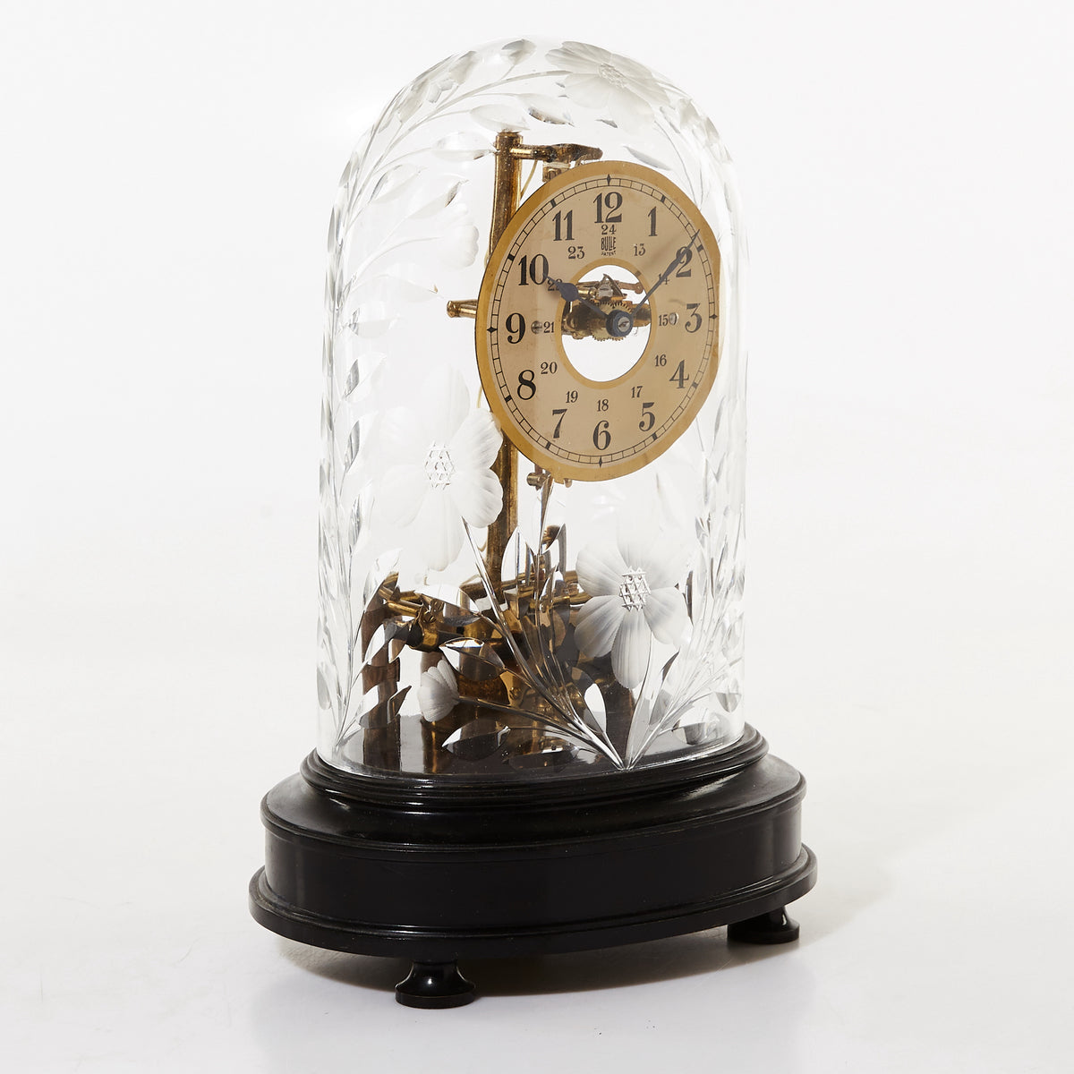 Early Electric Clock w Stunning Cut Crystal Dome ca 1920 Antique French Bulle