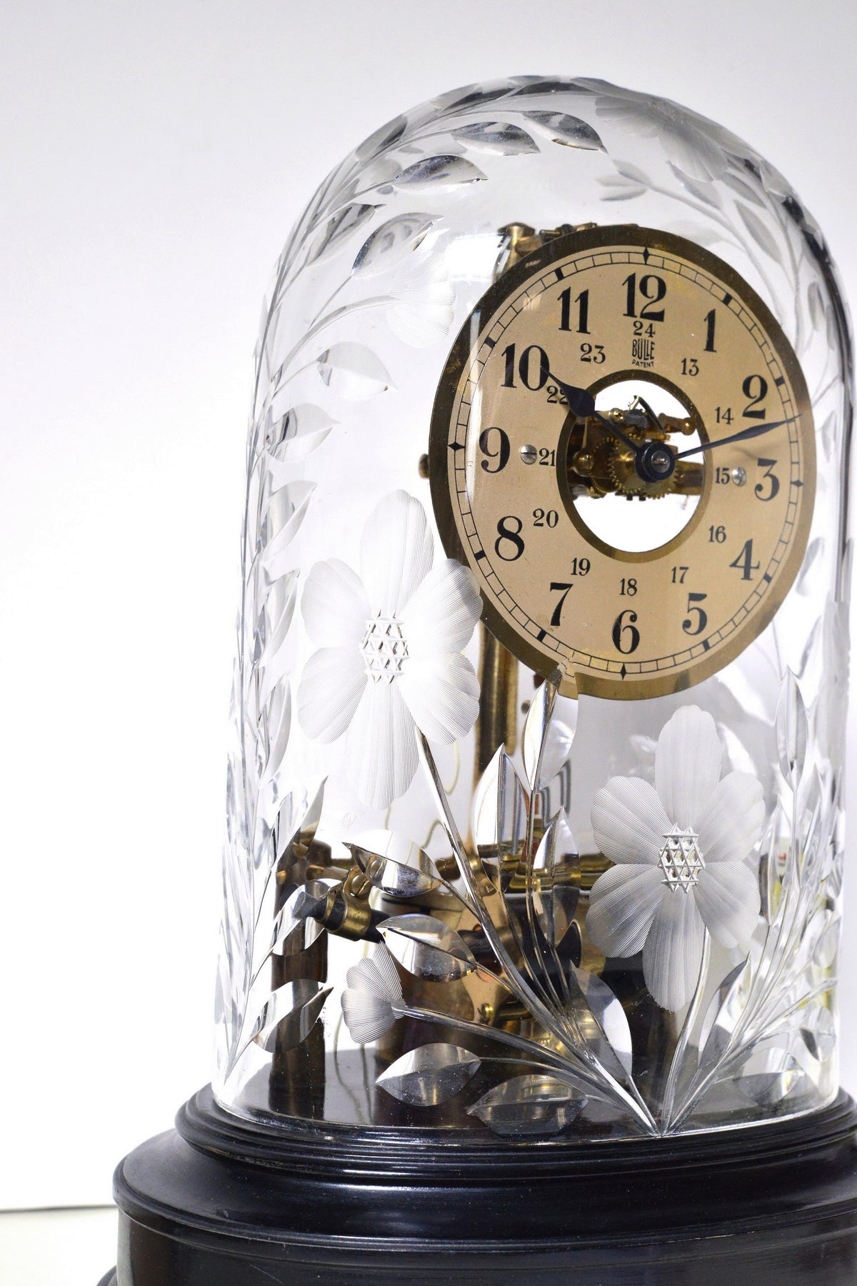 Early Electric Clock w Stunning Cut Crystal Dome ca 1920 Antique French Bulle