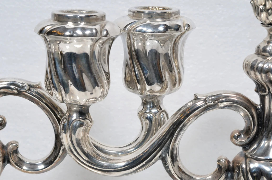 Pair Beautiful Stylish Twisted Sterling Silver Rococo Candleholders