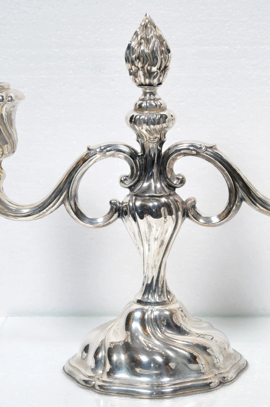 Pair Beautiful Stylish Twisted Sterling Silver Rococo Candleholders