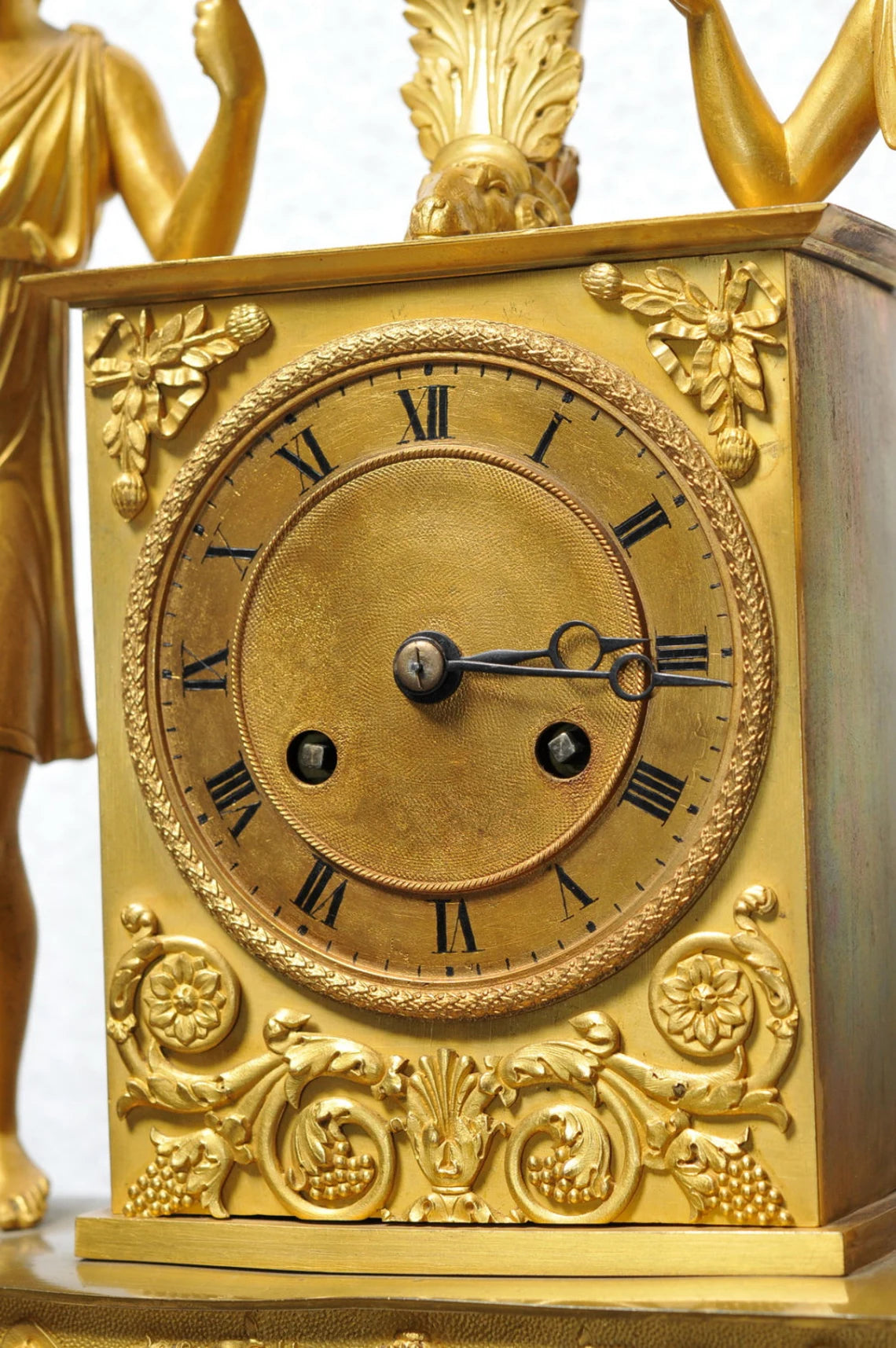 1805 Antique Empire French Figural Gilt Dore Bronze Clock - Fertility Gods