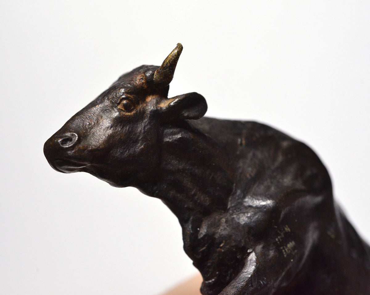 Very rare 19C antique russian miniature cast iron cow figurine Kasli