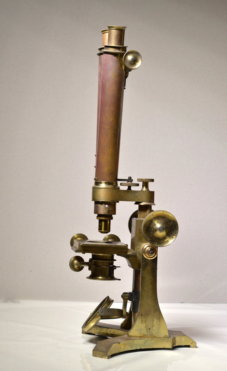 Scarce 1860’s antique british binocular brass microscope set by James ...