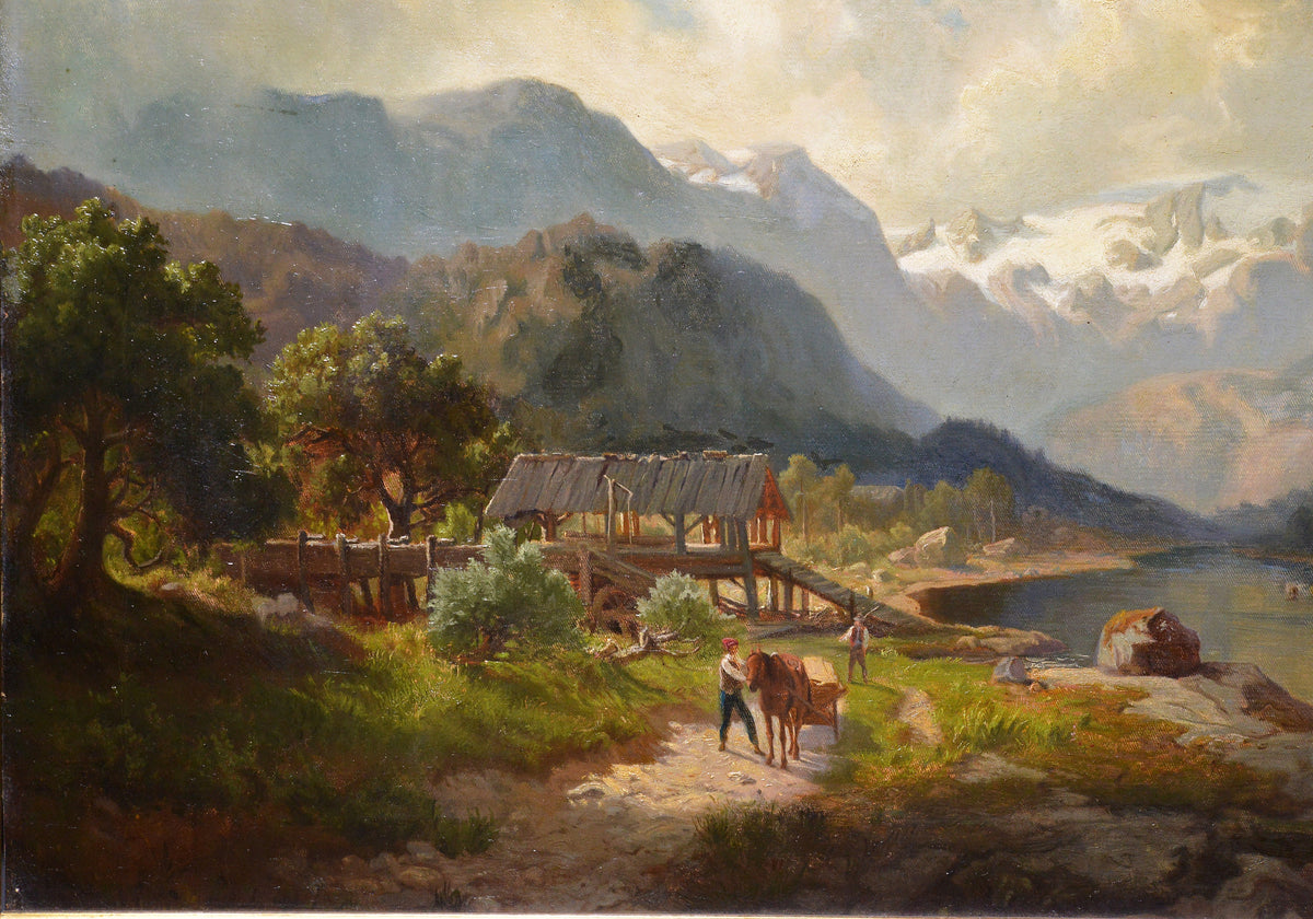 Spectacular alpine landscape well signed by Swedish artist 1885