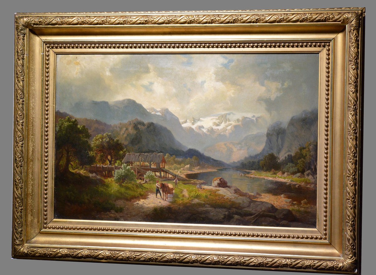 Spectacular alpine landscape well signed by Swedish artist 1885