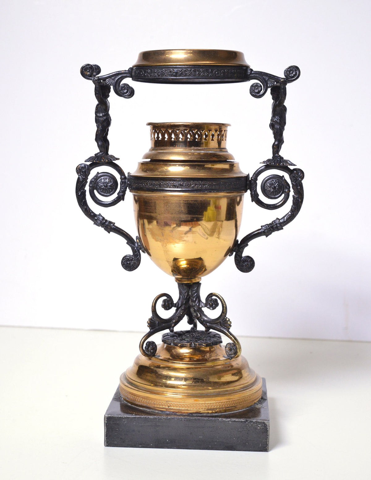 19C antique russian intricate bronze neoclassical censer incense perfume burner