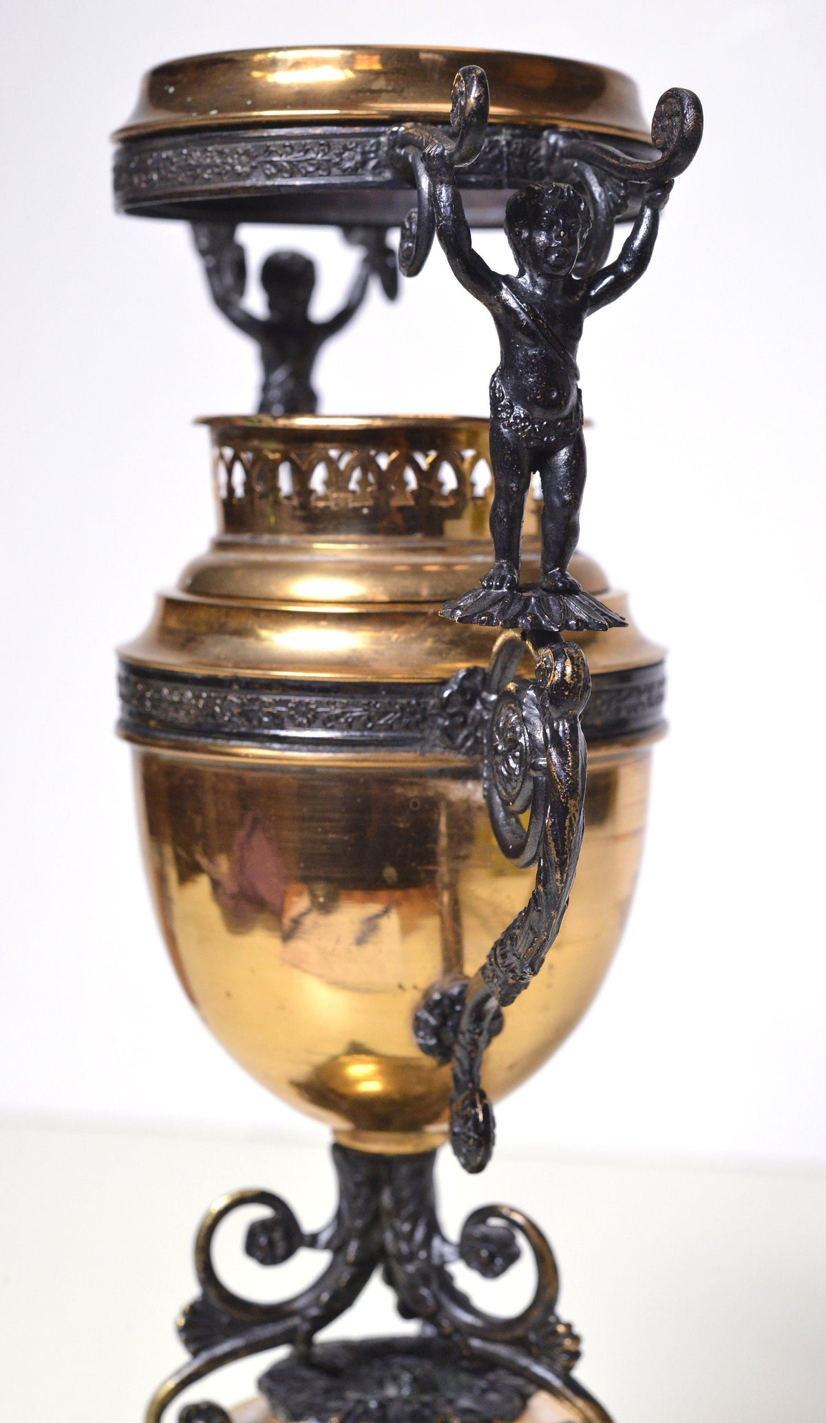 19C antique russian intricate bronze neoclassical censer incense perfume burner