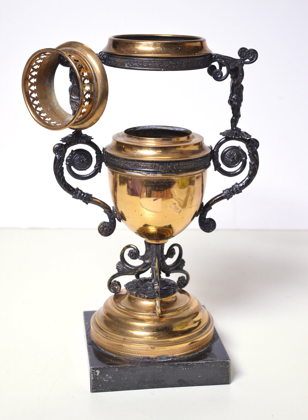 19C antique russian intricate bronze neoclassical censer incense perfume burner