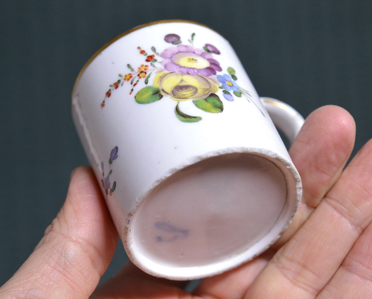 Insects n butterfly genuine antique Meissen quality floral cup n saucer late 18C