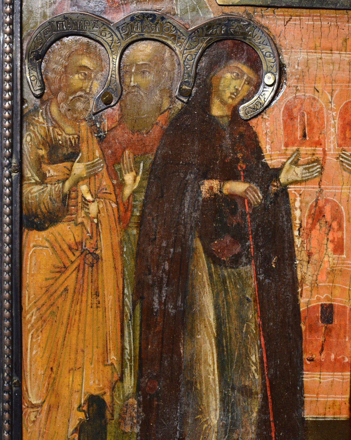 Very rare Russian 17C antique icon Appearance of Our Lady to