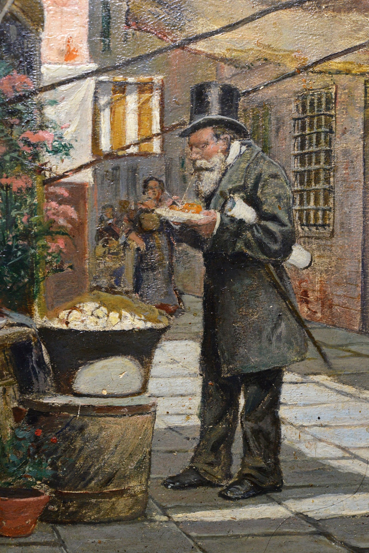 Italian Genre scene Snack on street in Venice 19th century Swedish master