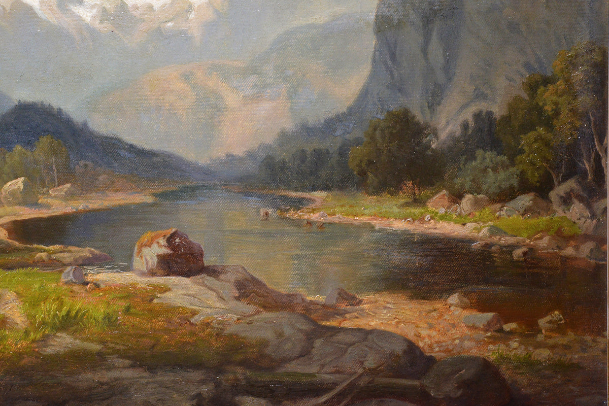 Spectacular alpine landscape well signed by Swedish artist 1885