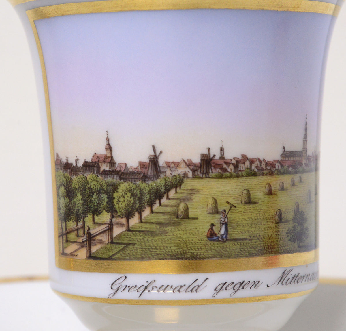 Antique Empire KPM Porcelain Cup n Saucer Greifswald Topographical