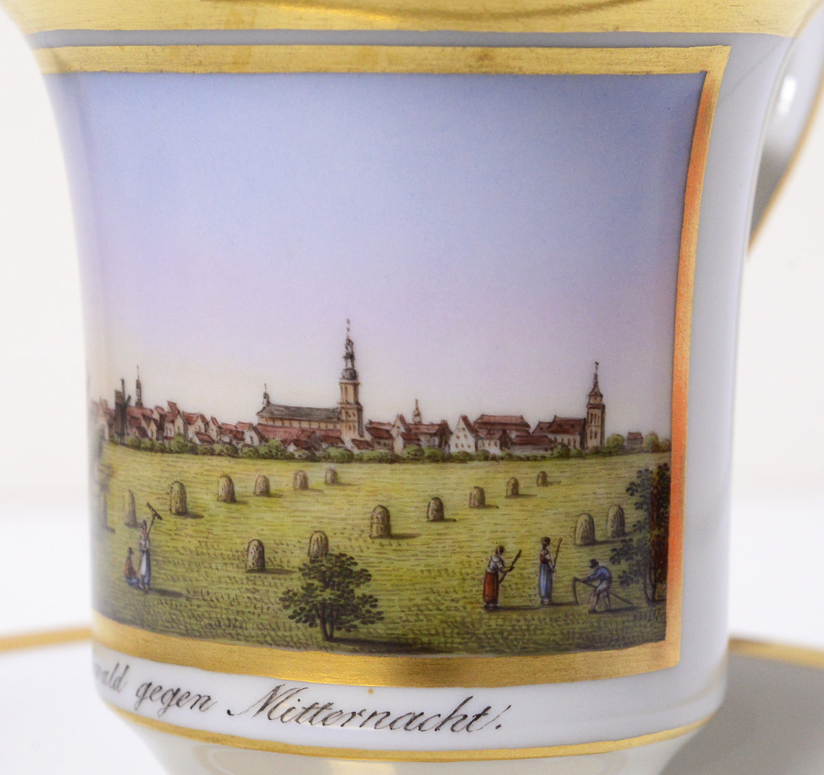 Antique Empire KPM Porcelain Cup n Saucer Greifswald Topographical