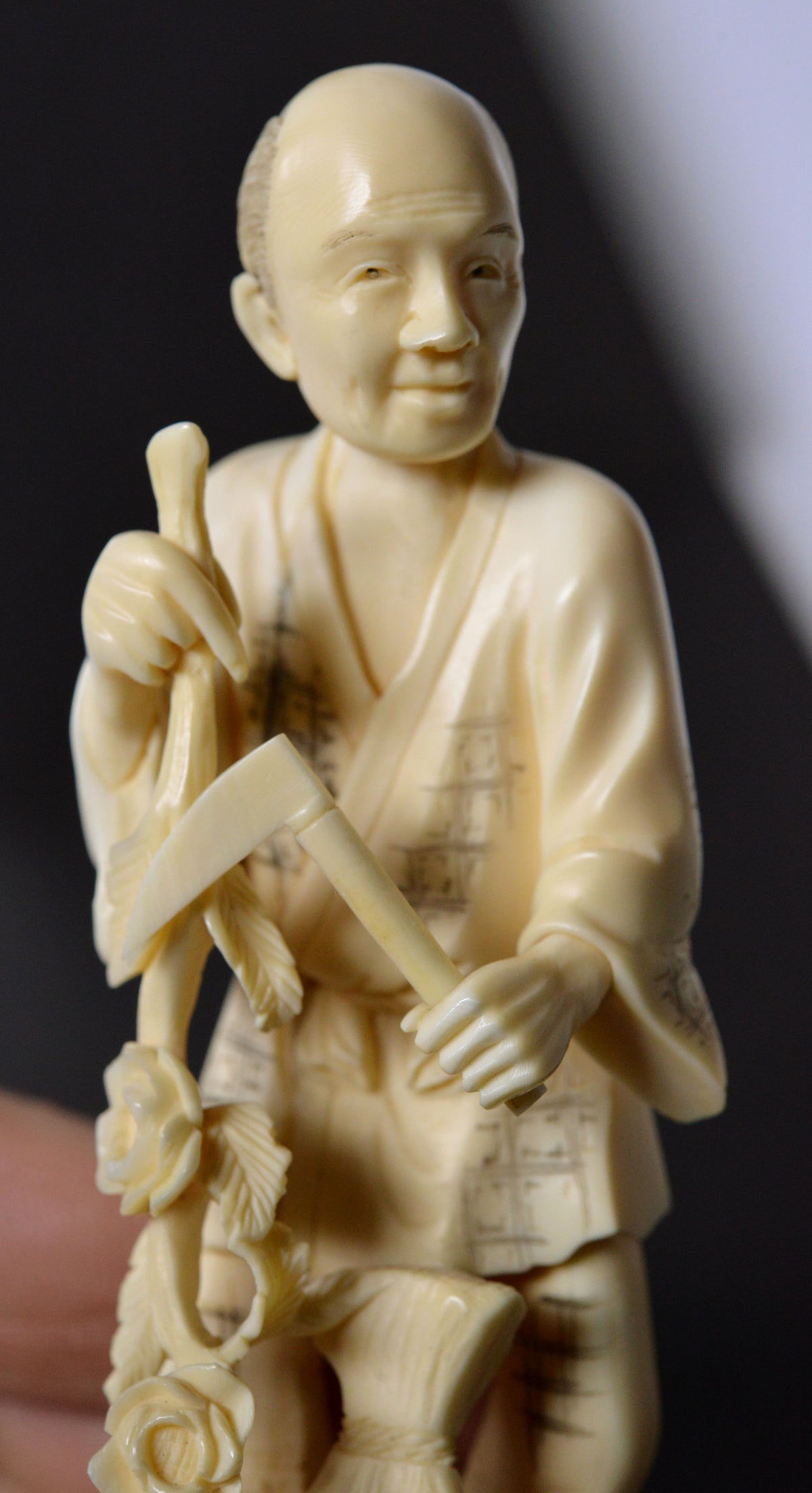 Antique Japanese Meiji Okimono Hand Carved Figurine Superb