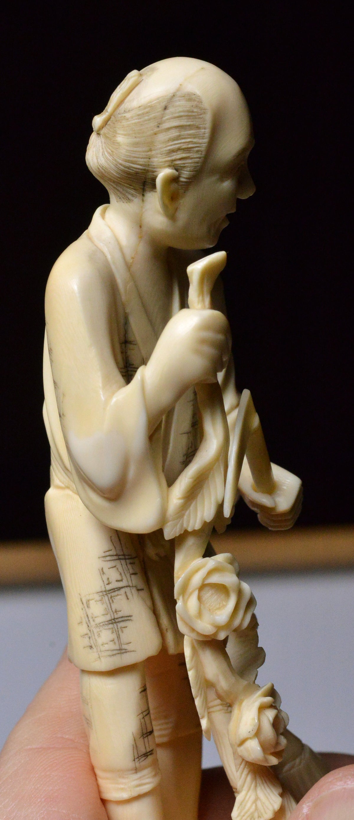 Antique Japanese Meiji Okimono Hand Carved Figurine Superb