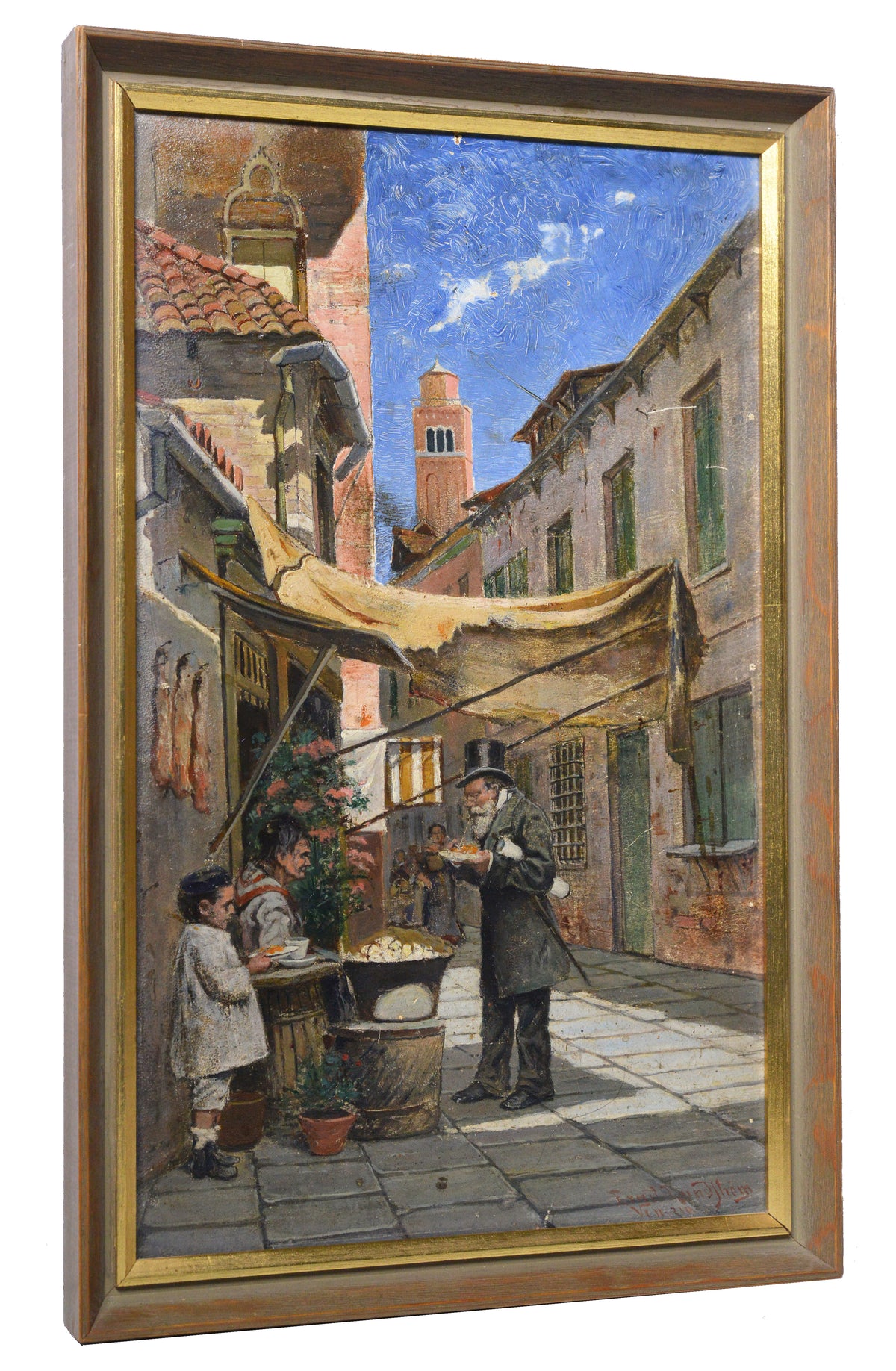 Italian Genre scene Snack on street in Venice 19th century Swedish master