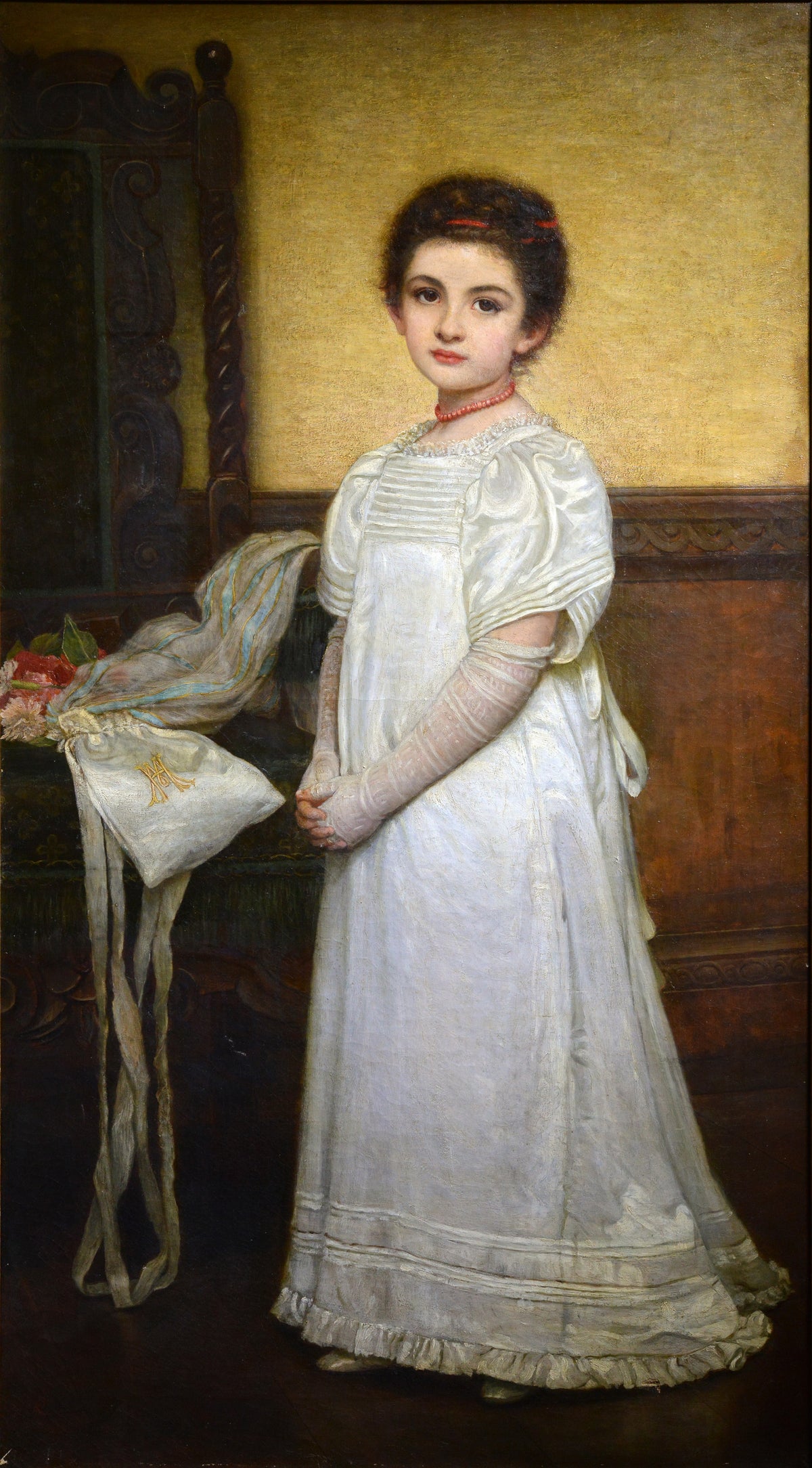 Portrait of Girl by Daughter of Dickens c. 1880 Pre-Raphaelite Masterwork