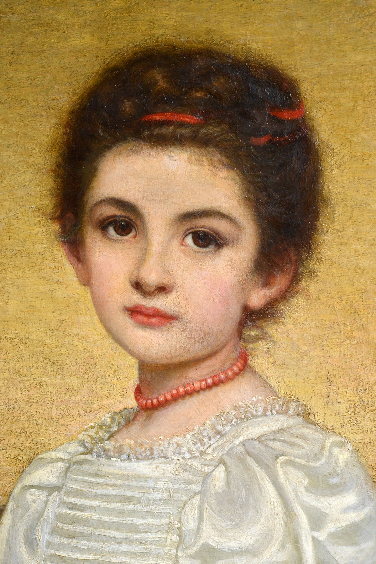 Portrait of Girl by Daughter of Dickens c. 1880 Pre-Raphaelite Masterwork